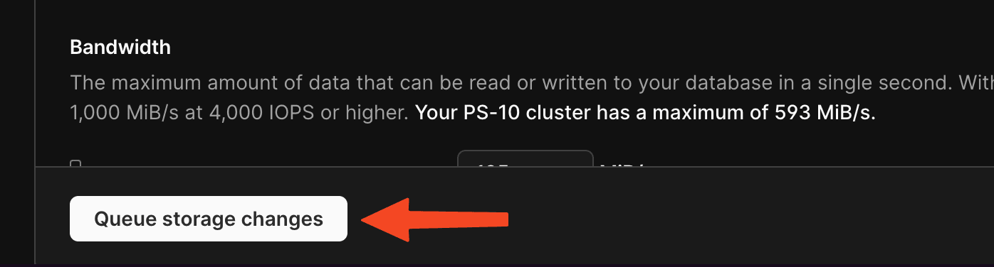 PlanetScale changes queue showing pending storage configuration changes ready to be applied